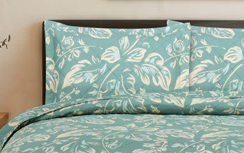 Colcha Estampada Hojas Aqua
