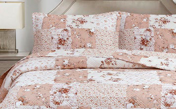 Colcha Estampada Patchwork Beige