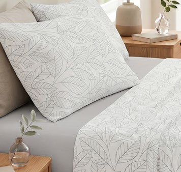 Sábanas 180 Hilos Estampadas Hojas Gris