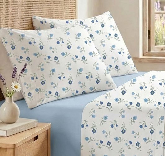 Sábanas 144 Hilos Estampadas Flores Azul