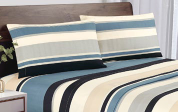 Sábanas Microfibra Estampadas Franja Azul