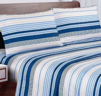 Sábanas Microfibra Estampadas Líneas Azul