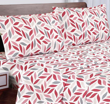 Sábanas Microfibra Estampadas Hojas Frambuesa