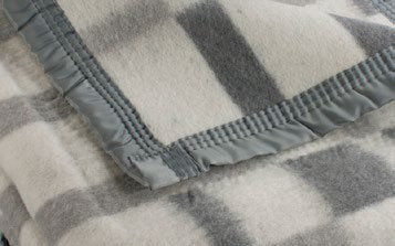 Frazada 50% Lana Cuadros Gris