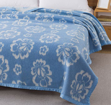 Frazada 25% Lana Jacquard Jardín Celeste