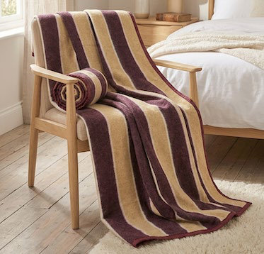 Frazada Listada Burdeo-Beige