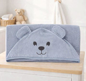 Toalla Capucha Bebé 75X100 Cm Oso Celeste