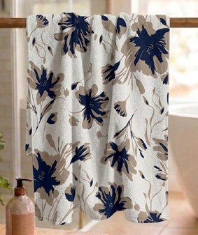 Toalla Estampada Baño 70X135 Cm Petunia Azul