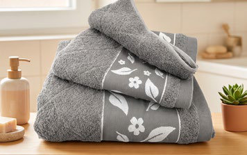 Juego Toallas 450G Hojas 3 Piezas Gris